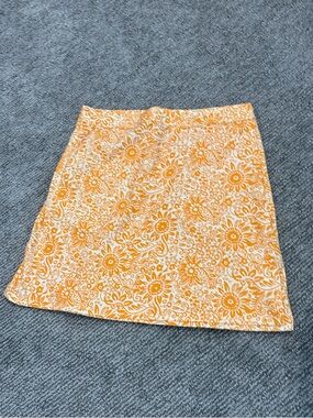 Sunflower Print Orange Mini Skirt